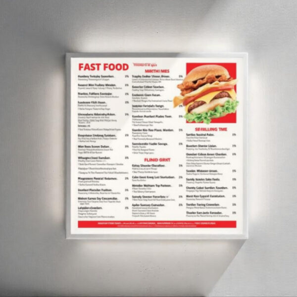 Menu lumineux led imprimé 60x60cm